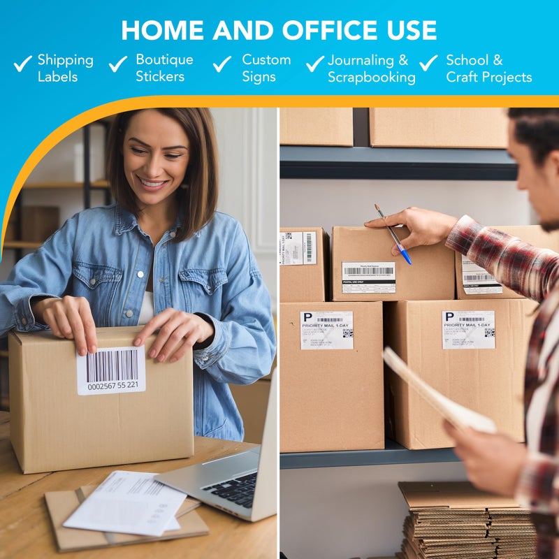 Shop4Mailers 6-Up White Permanent Self Adhesive Shipping Labels 3 1/3â€ x 4â€ Easy Peel Stickers for Laser & Inkjet Printers - 100 Sheets - 600 Count Labels - Image 4